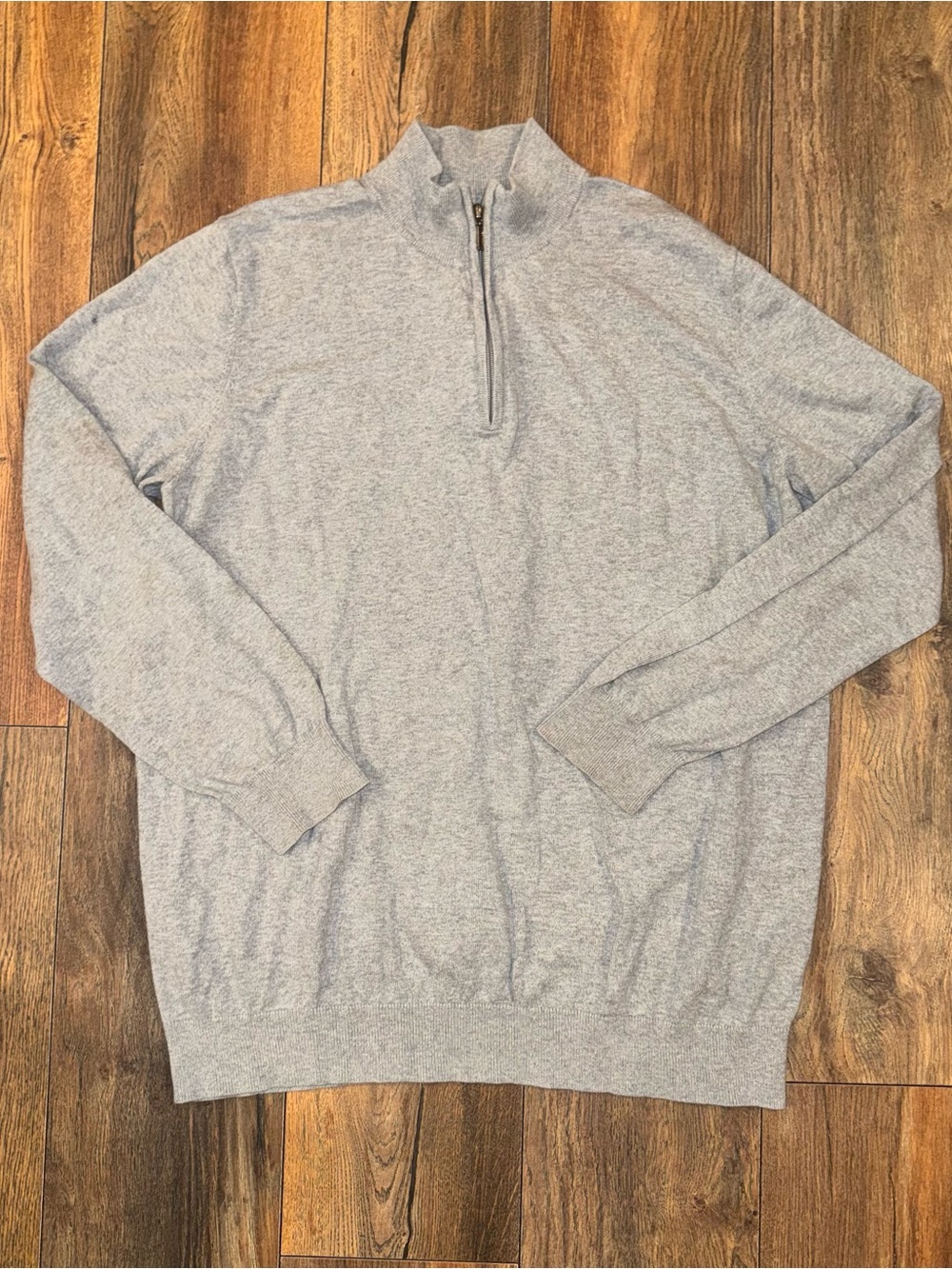 L.L. Bean Men's Light Gray Quarter-Zip Sweater